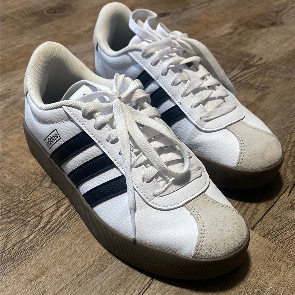 Adidas White and Navy Sneakers - size 6